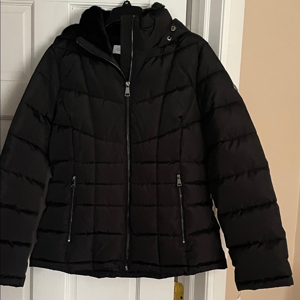 Calvin Klein Black Quilted Puffer Jacket with Hood